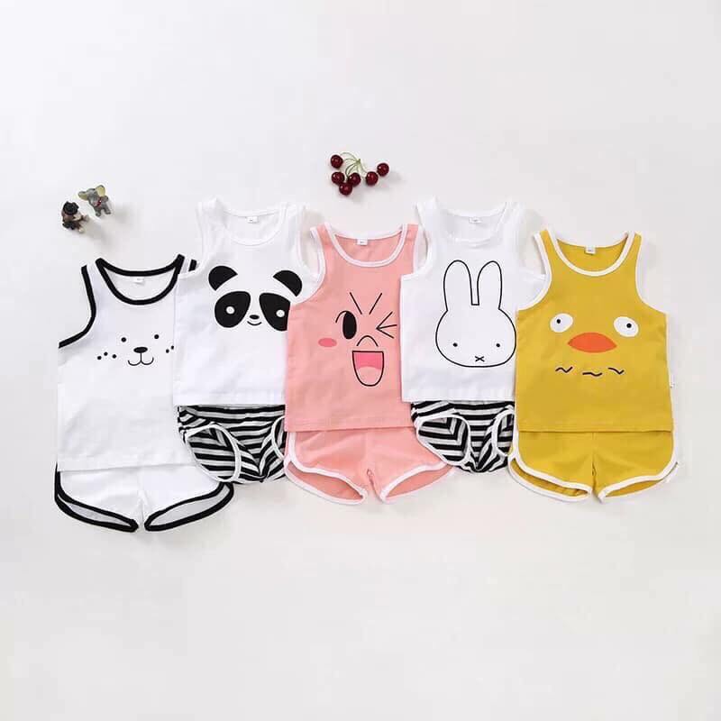 ahihi [HÀNG LOẠI 1] Set 5 bộ quần áo trẻ em 0-5 tuổi - Hàng thun cotton ba lỗ