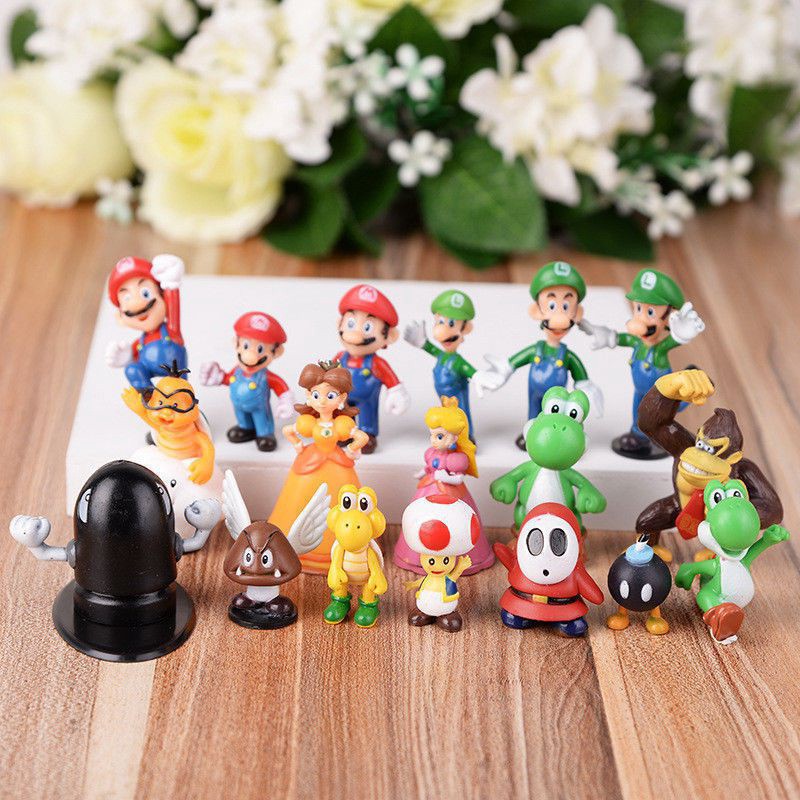 Bộ Sưu Tập Búp Bê Nhân Vật Super Mario 18 Cái