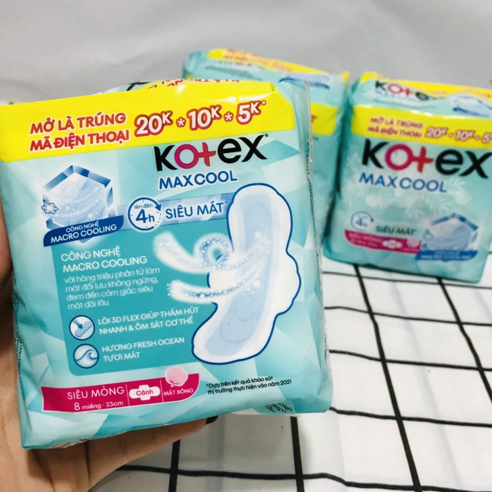 Băng Vệ Sinh Kotex Max Cool Siêu Mỏng Cánh 8 Miếng 23cm