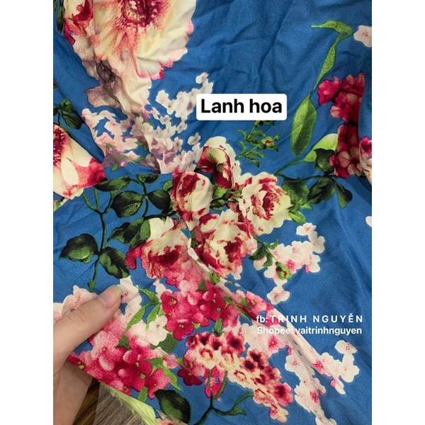 Vải lanh hoa xanh (Khổ 1m5)