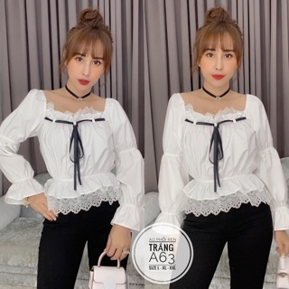 Bigsize Áo phối ren trắng A63