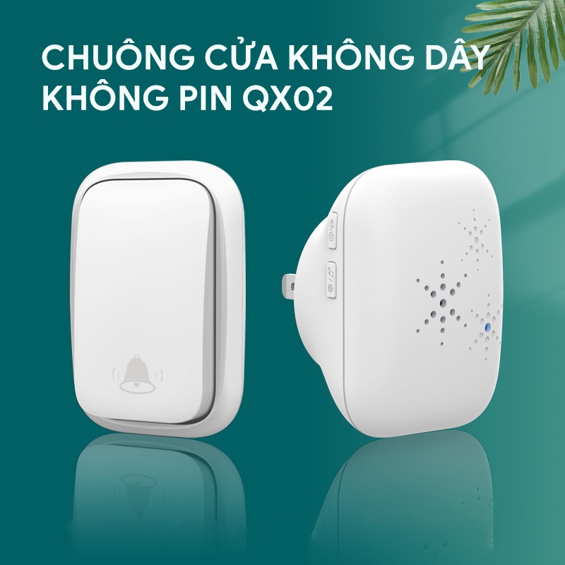 Chuông cửa không dây không pin 1 nút bấm 2 loa chuông QX02