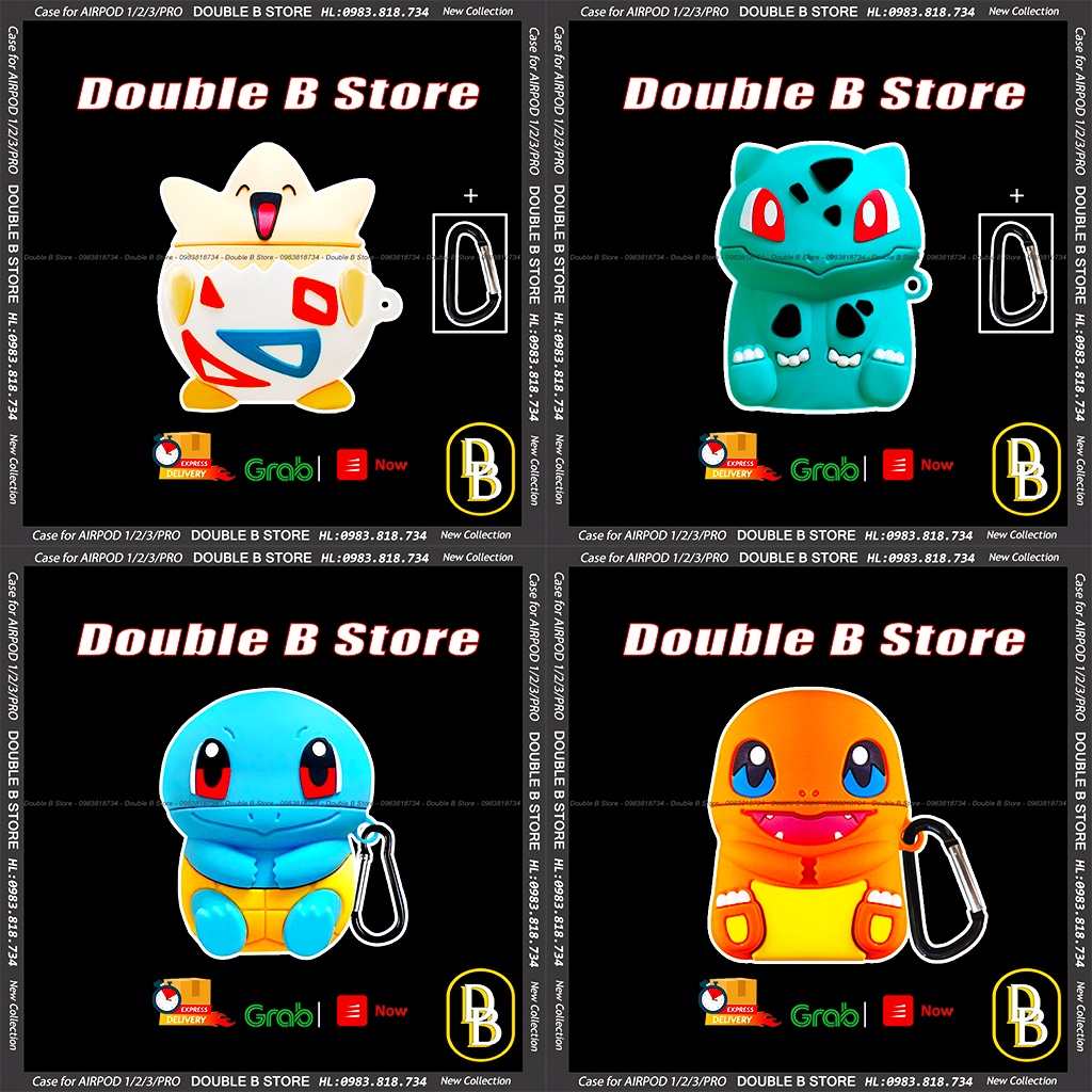 ☘️Tặng kèm móc☘️ Case bao tai nghe không dây silicon 1 2 bộ sưu tập pokemon  - Vỏ bọc đựng tai nghe i11 i12