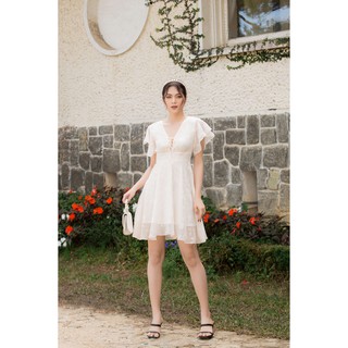 [MORI CLOSET] Đầm voan trắng hoa chìm