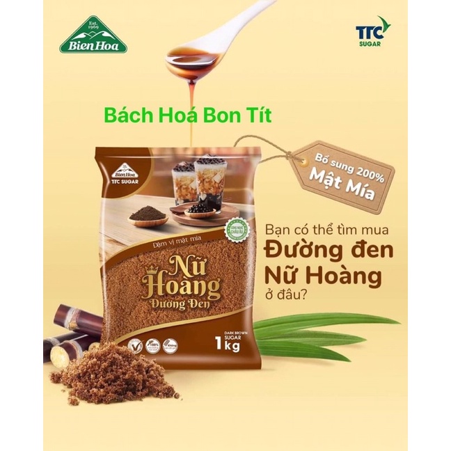 Đường đen nữ hoàng Biên Hoà 1kg (làm bánh, trà sữa,caramen)