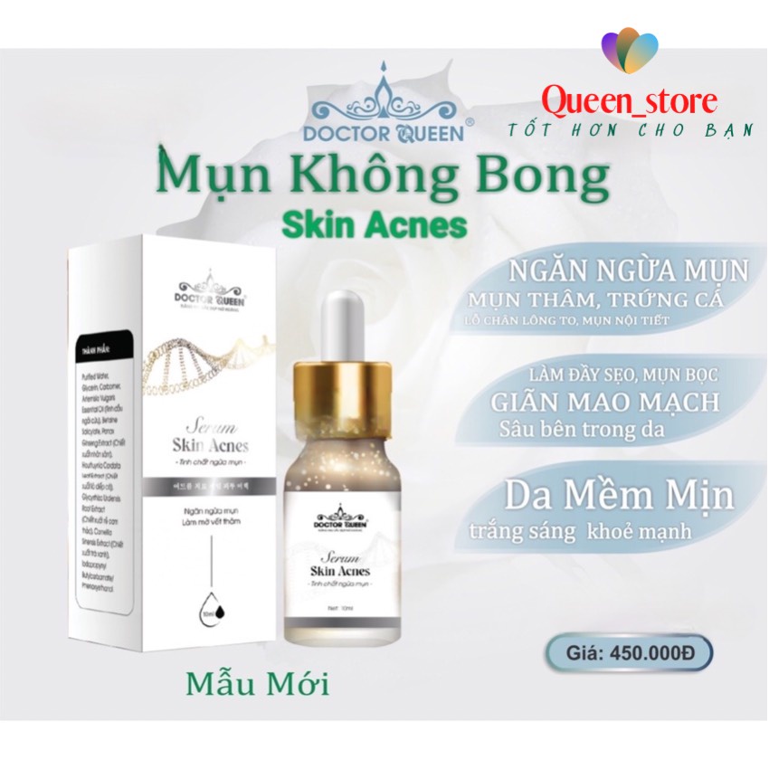 Serum tinh chất mụn ngừa mụn hết thâm sáng da se khít lỗ chân lông detox đẹp da doctor queen 10ml