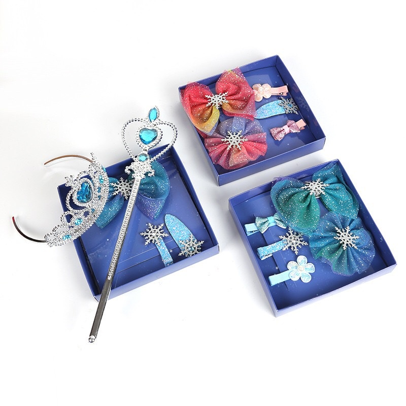 Set phụ kiện tóc vương miện và đũa phép công chúa Elsa tùy chọn cho bé