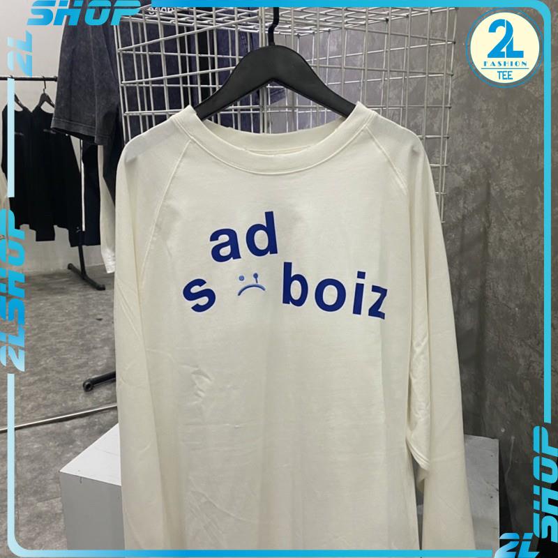Áo thun tay dài SADBOIZ RIPPED SIGNATURE LONG SLEEVE (có logo thêu) , áo thun cá tính mặt mếu chữ Xanh