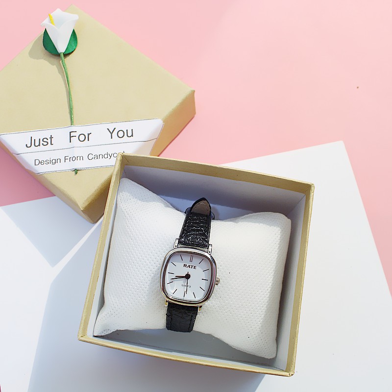 Đồng hồ thời trang nữ Rate mặt chữ nhật cực đẹp, dây da mềm đeo êm tay | BigBuy360 - bigbuy360.vn