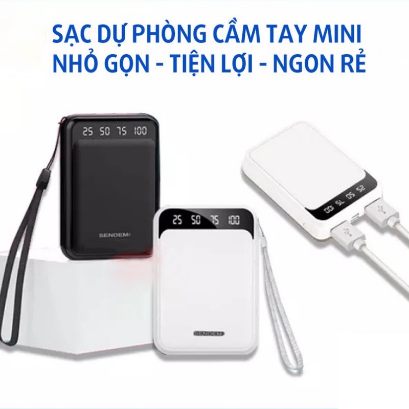 Sạc Dự Phòng mini 10000mah Chính Hãng SenDem, Đèn Led. Pin Sạc Dự Phòng Chính Hãng SenDem P3000