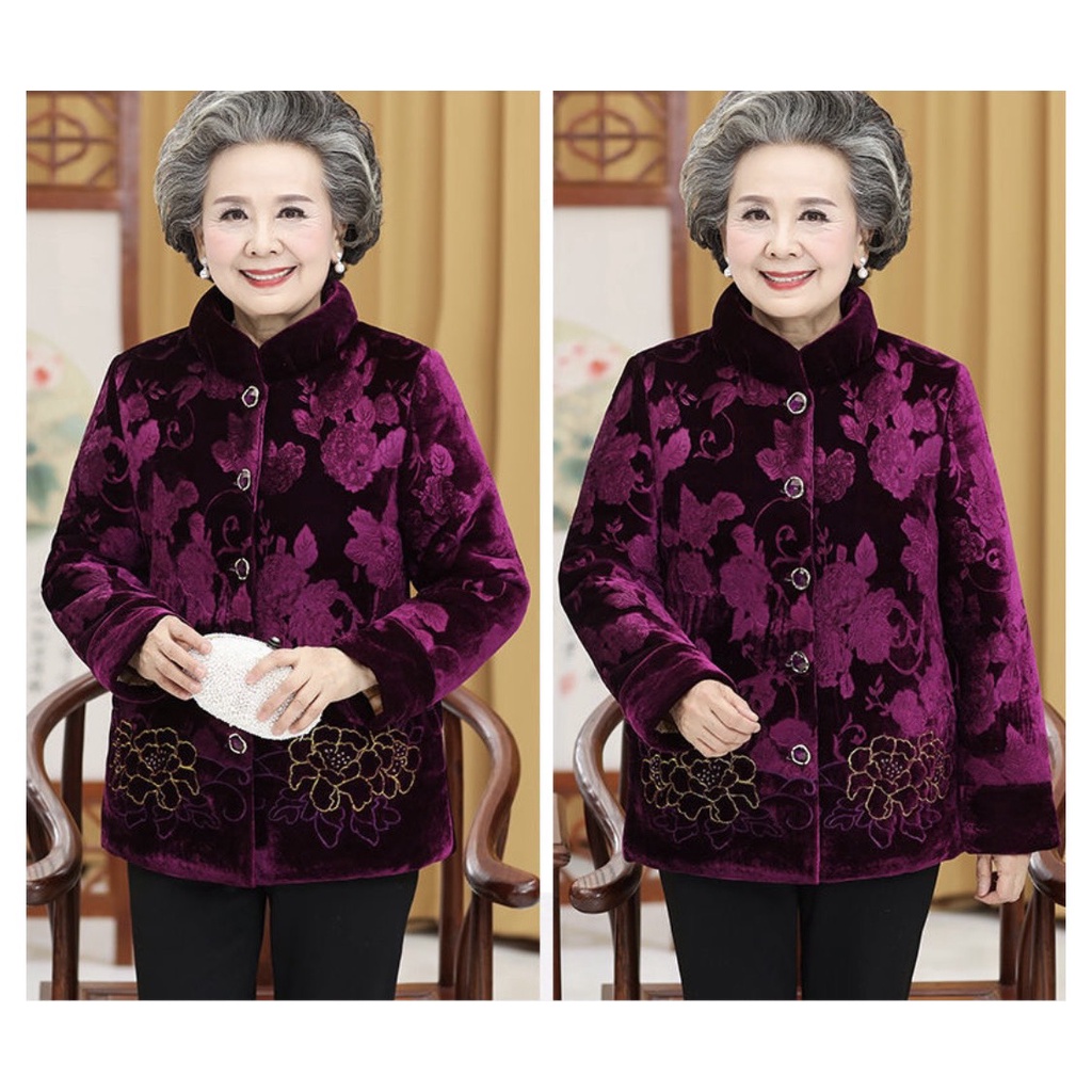 Áo nhung mùa đông cho bà cao niên