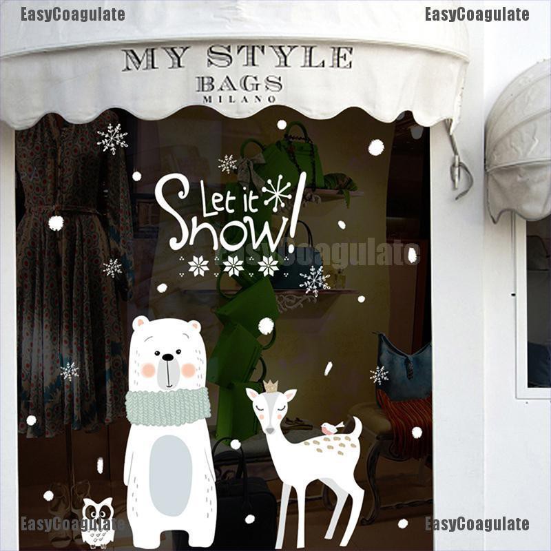 EasyCoagulate Christmas Window Sticker Mall Decoration Xmas Snow Glass Ornament New Year Gift