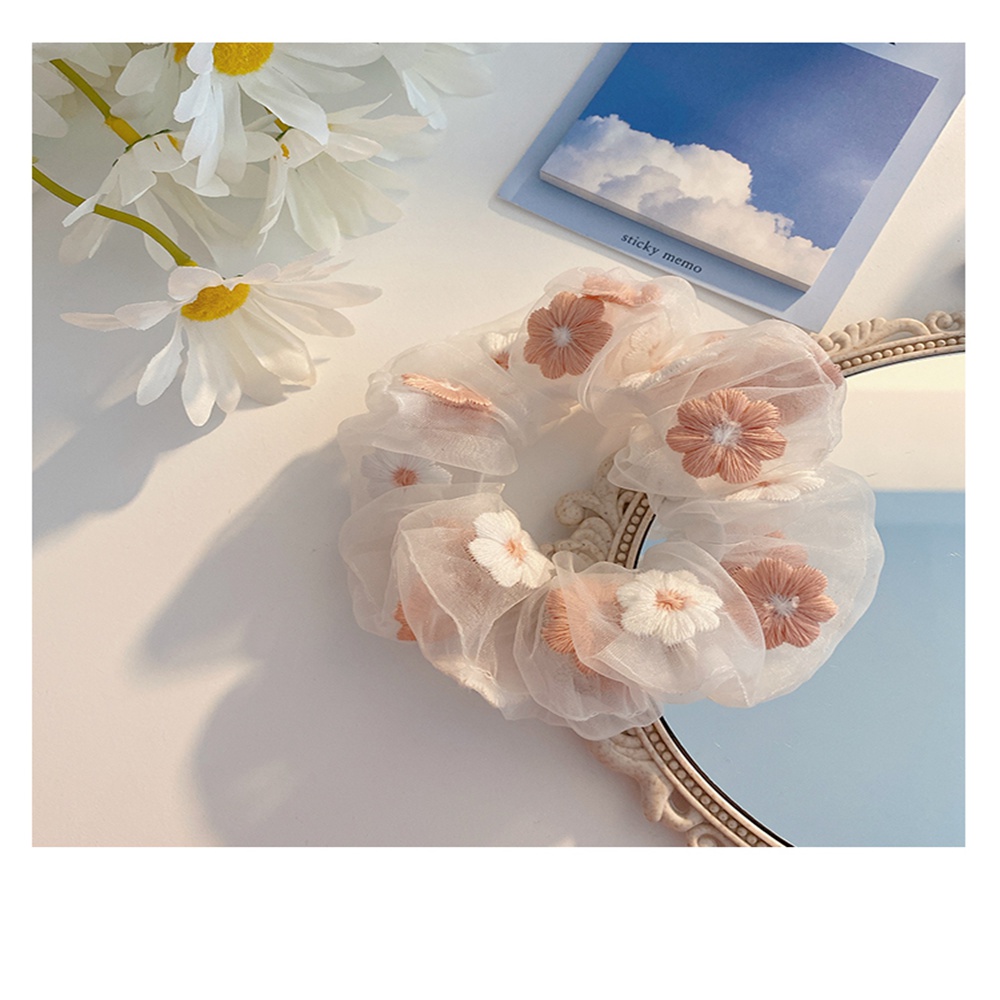 Dây Cột Tóc Họa Tiết Hoa Dễ Thương Phong Cách Hàn Quốc Cho Nữ