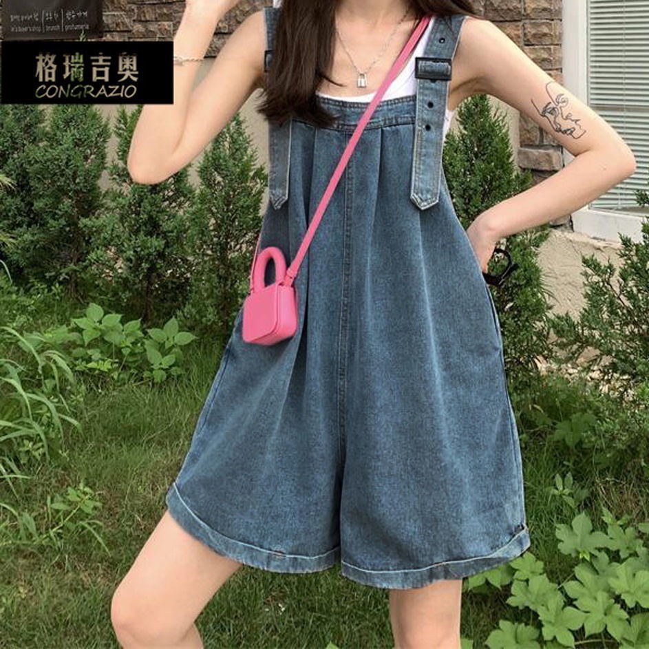 Yếm Bò Quần Đùi Ống Rộng Phong Cách Hàn Quốc Yếm Jean Denim Ngắn Hàng Qc Loại 1 Y371