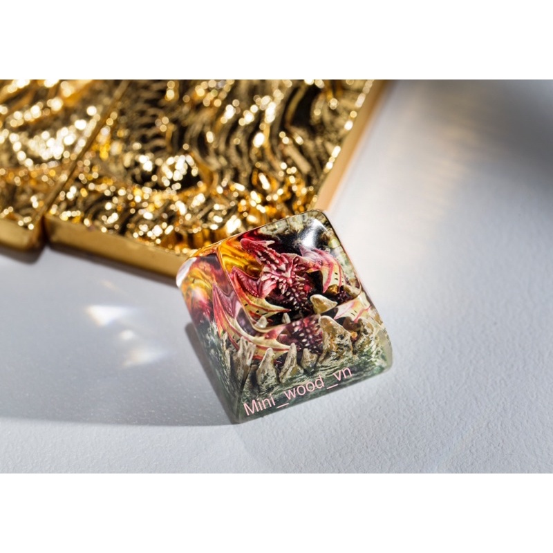 Nút bàn phím cơ Rồng Đỏ.Keycap resin Dragon Red.Keycap Artisan