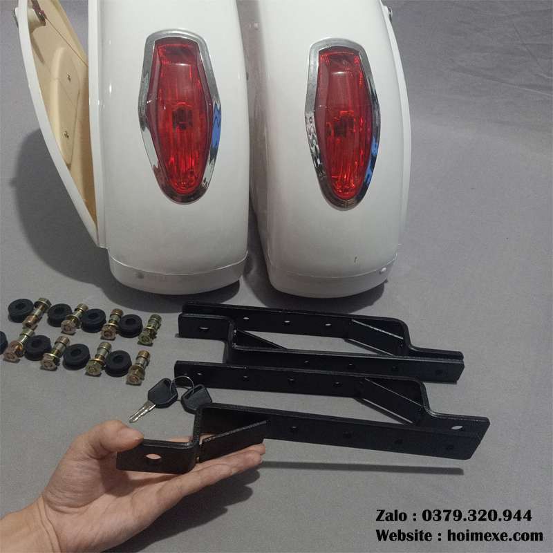 Thùng Hông Xe Máy, Xe Motor 300-750cc Màu Trắng