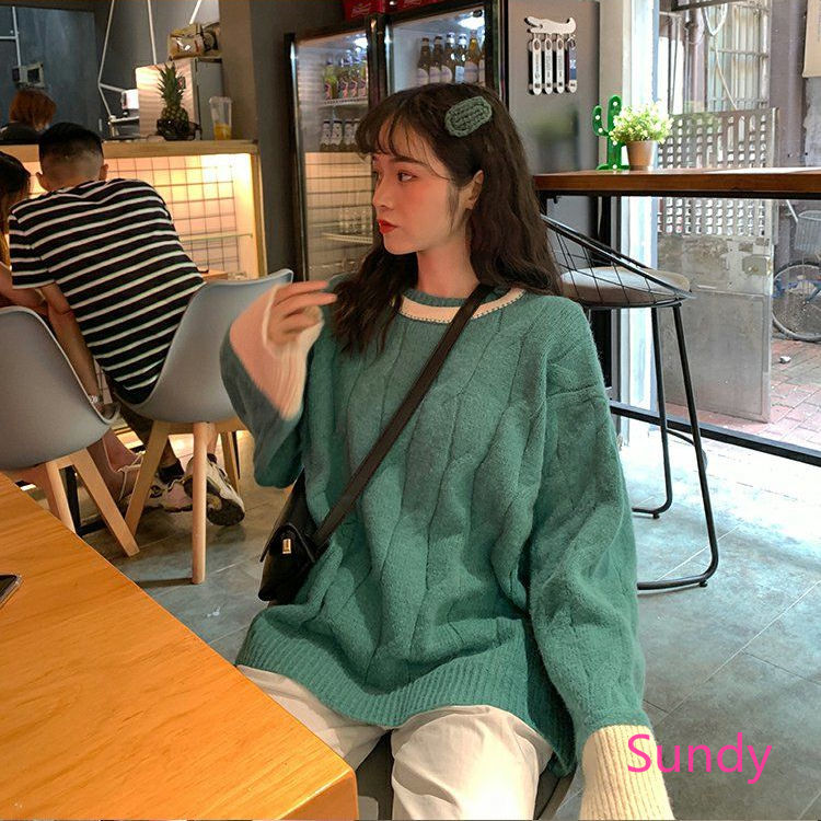 Áo sweater dáng rộng phong cách Hàn Quốc thời trang thu đông cho nữ | BigBuy360 - bigbuy360.vn