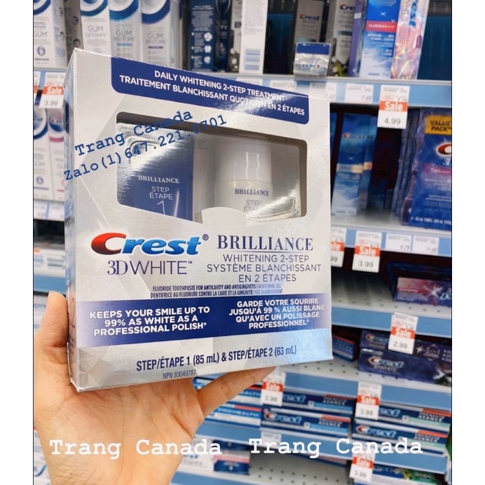Set kem đánh răng Crest 2 bước - răng sạch sâu và trắng bóng.
