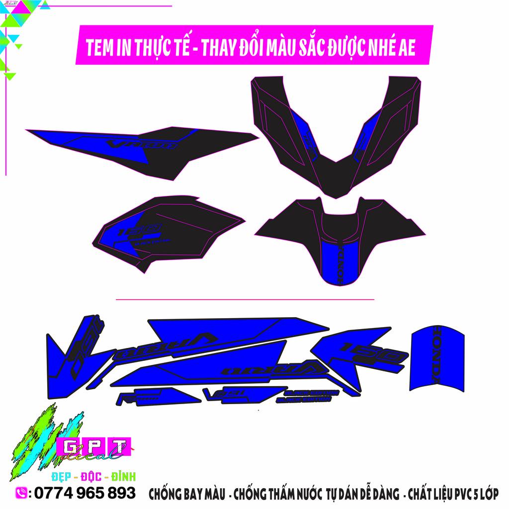 Tem Dán Xe Vario 160 Mẫu Đen I166I Chất Liệu Decal Cao Cấp Bền Màu,Chống Nước, Ép Sẵn