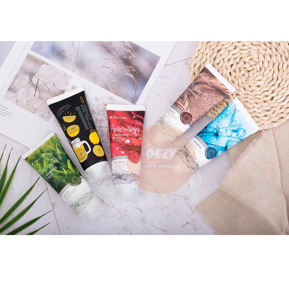 Sữa Rửa Mặt 3W Clinic Foam Cleansing 100ml - 6 Loại Srm Collagen Trà Xanh ... Dưỡng Ẩm Dưỡng Trắng Da Hàn Quốc NPP Dezy