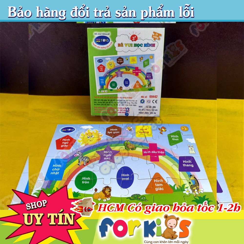 Ghép hình Puzzle 24 mảnh học số học hình khối, đồ chơi Winwintoys cho bé 2 tuổi