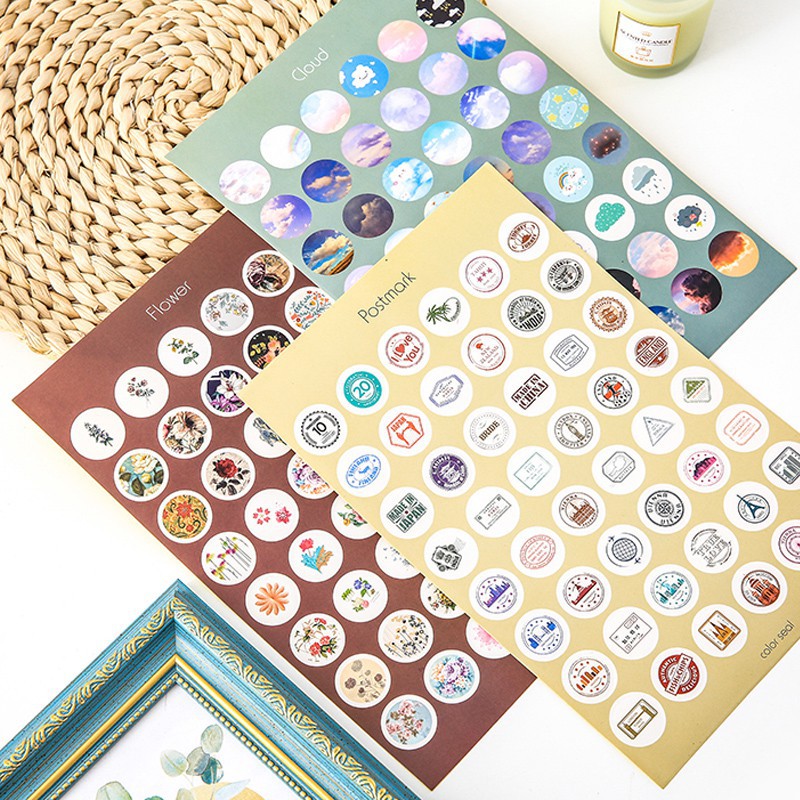 Sticker tròn trang trí cực đẹp 48 chiếc