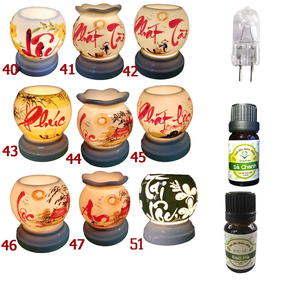 Combo tinh dầu sả chanh IAT 10ml Đèn xông tinh dầu điện MNB (Ghi chú mã)