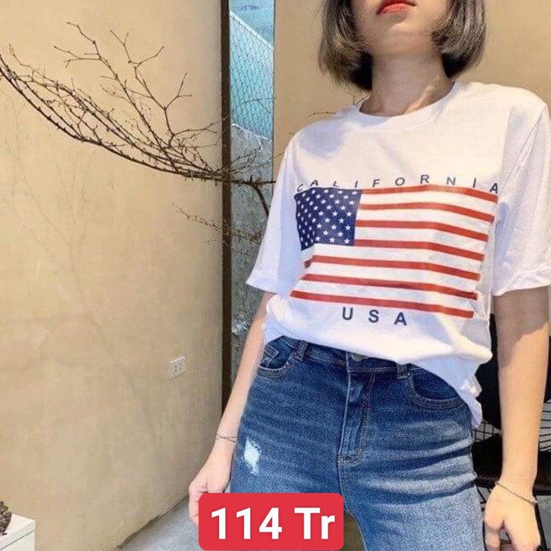 Áo thun nữ tay ngắn in hình hai màu trắng đen, chất mát, thoải mái. Mã M114