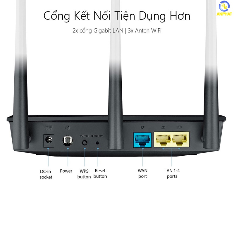 Bộ phát wifi ASUS RT-AC53 - Bộ định tuyến router băng tần kép AC750 chức năng Kiểm soát phụ huynh