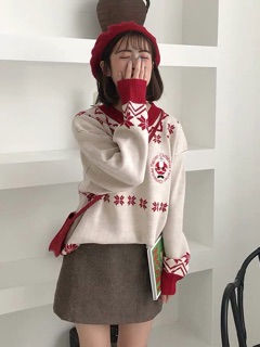 Áo len cổ tròn noel