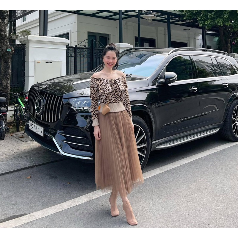 Chân váy voan dài xếp ly hàng QCL1