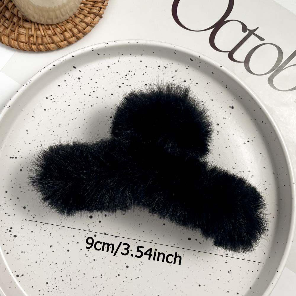 Kẹp Tóc Càng Cua Bằng Lông Giả Màu Trơn Thời Trang