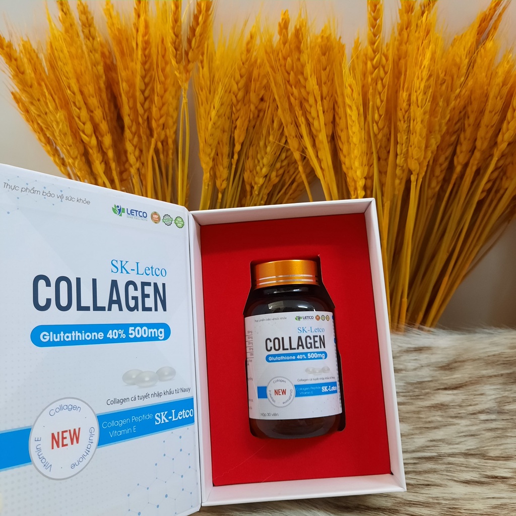 Viên uống trắng da, mờ nám Collagen + Glutathion. Hộp 30 viên