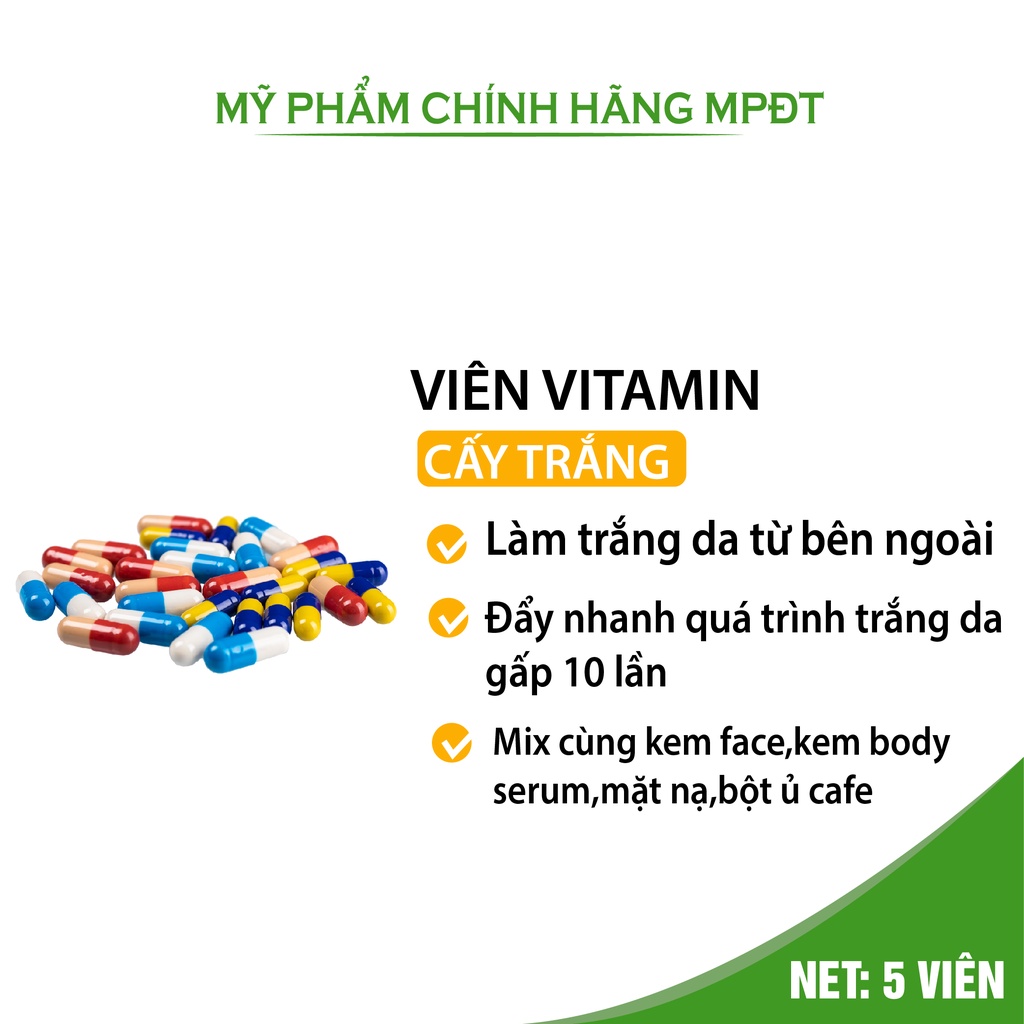 Viên vitamin cấy trắng kích trắng, tăng cường dưỡng da