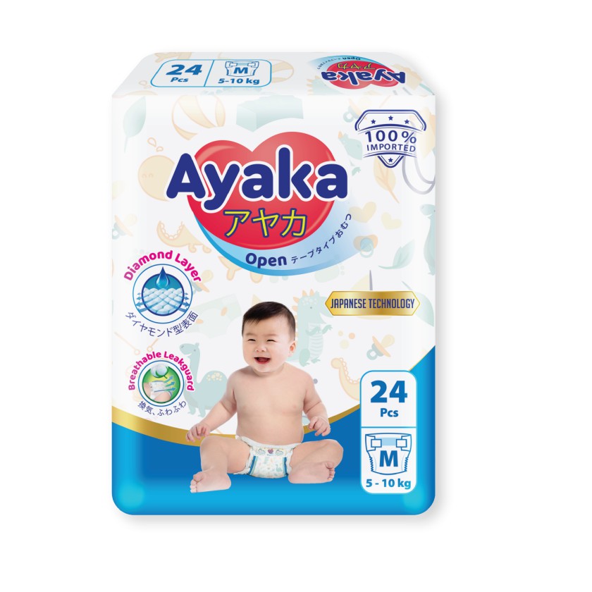 Thùng 8 gói Tã dán trẻ em AYAKA M24x8 24 miếng/gói dành cho bé 5-10kg - Thương Hiệu AYAKA - YOOSOO MALL