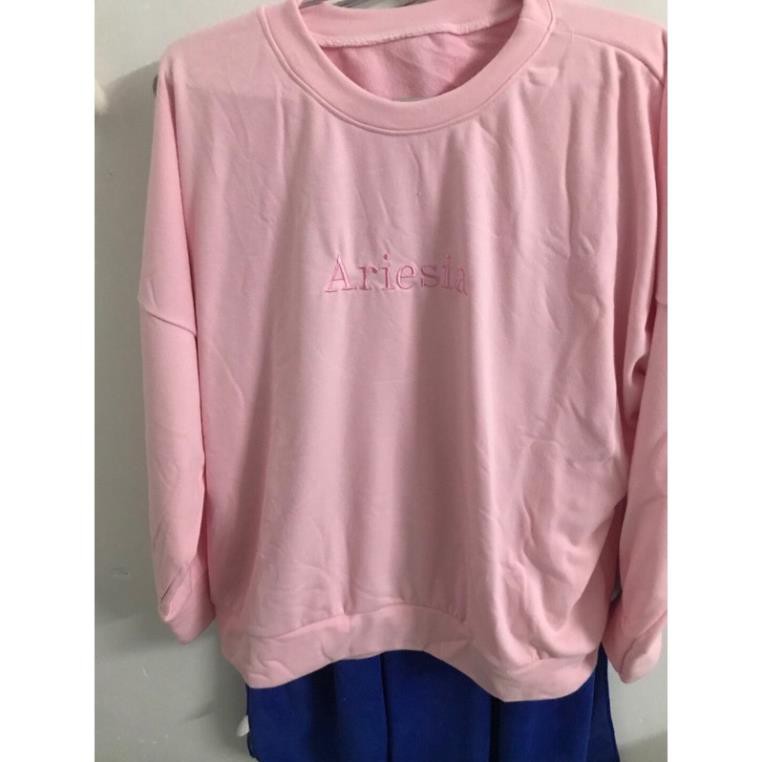 Nỉ hồng pastel ♥ Áo thun hoodie nữ dáng thụng tay phồng oversize chùm mông freeship HOT ♥ 🔥