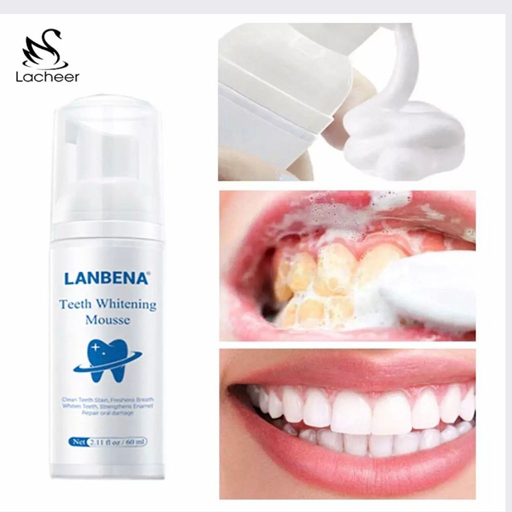 Kem Tẩy Trắng Răng 60ml Lanbena, Làm Trắng Sáng Răng, Tẩy Sạch Vết Ố Vàng, Khử Mùi Hôi Miệng, Loại Bỏ Các Mảng Bám