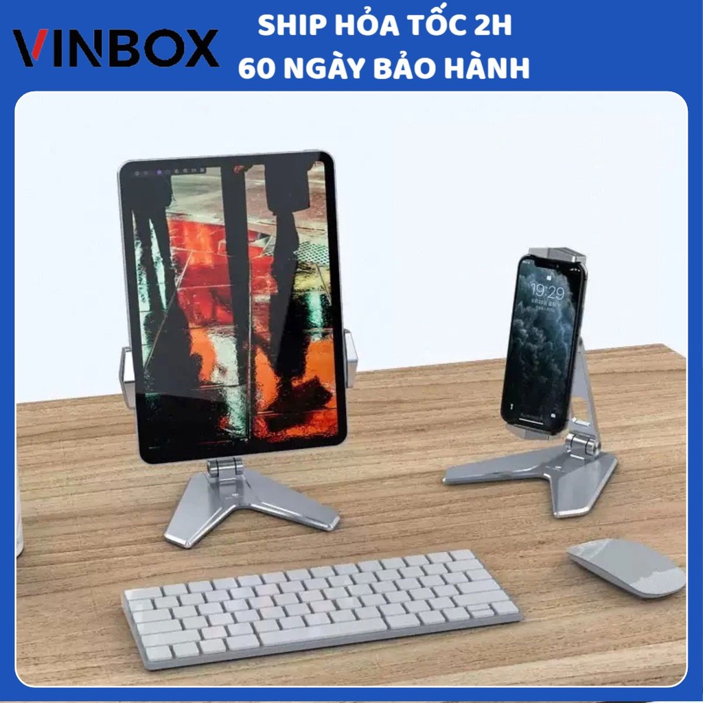 Kệ đỡ điện thoại máy tính bảng tablet cho iPhone, iPad, Surface, Samsung P10 P15 hợp kim nhôm, có thẻ gấp gọn