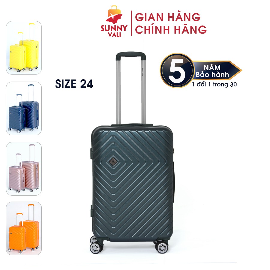 Vali kéo du lịch SUNNY SV02 size 24- Nhựa dẻo PC vân xước, khóa TSA tiêu chuẩn Mỹ