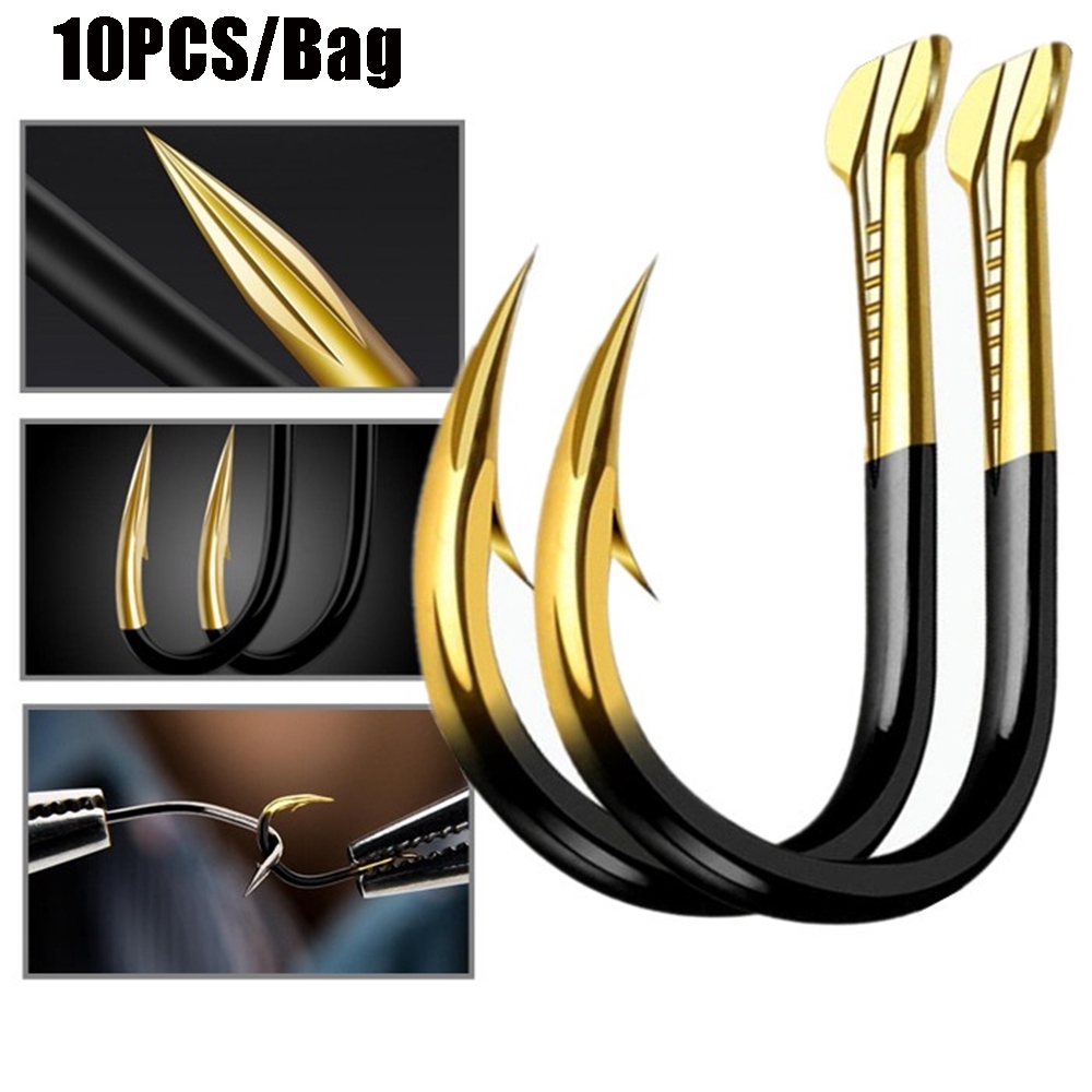 MUVAKO Bộ 10 móc câu cá bằng thép cacbon