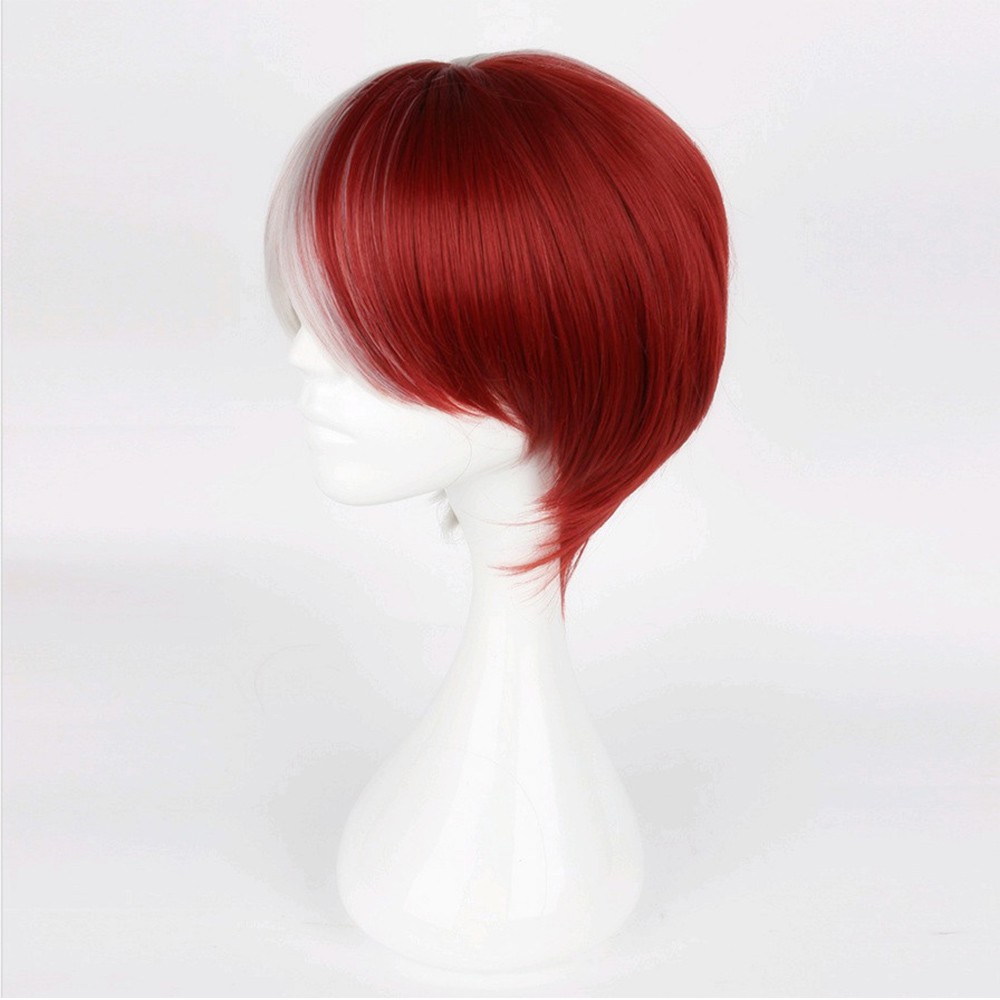 EPOCH Unisex Boku No Hero Academia Cosplay Wig Anime Full Wigs My Hero Academia Wig Synthetic Hair Costume White And Red Todoroki Shoto Heat Resistant Short with Bangs/Multicolor