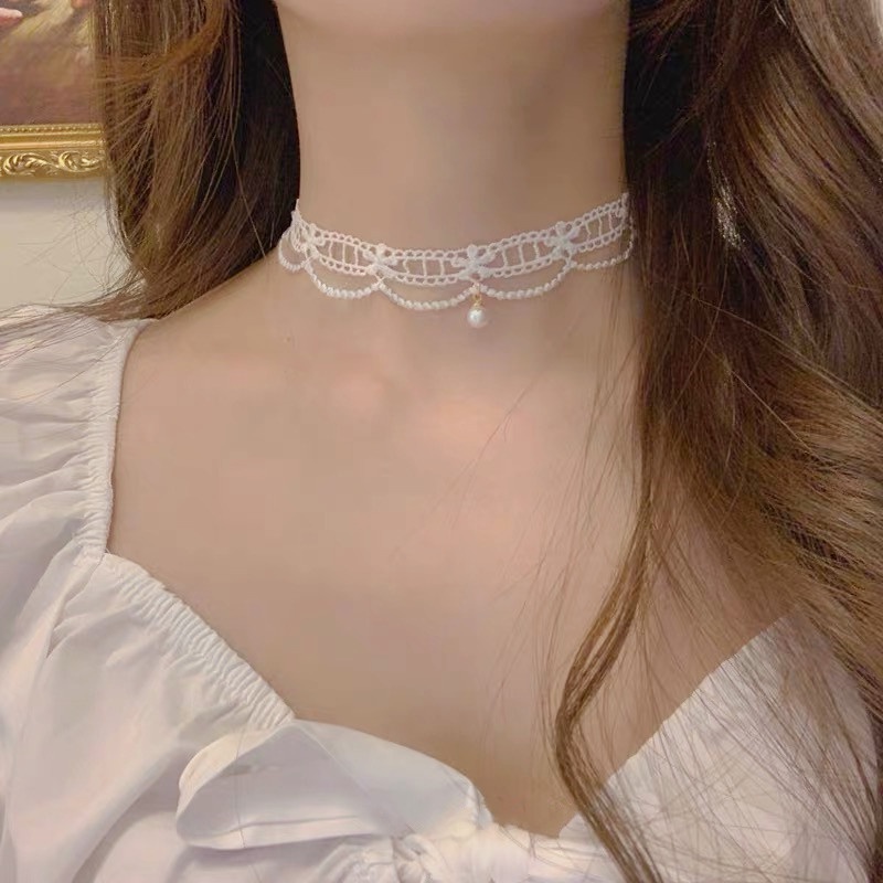 Vòng Cổ Choker Đính Ngọc Trai Thời Trang Cho Nữ
