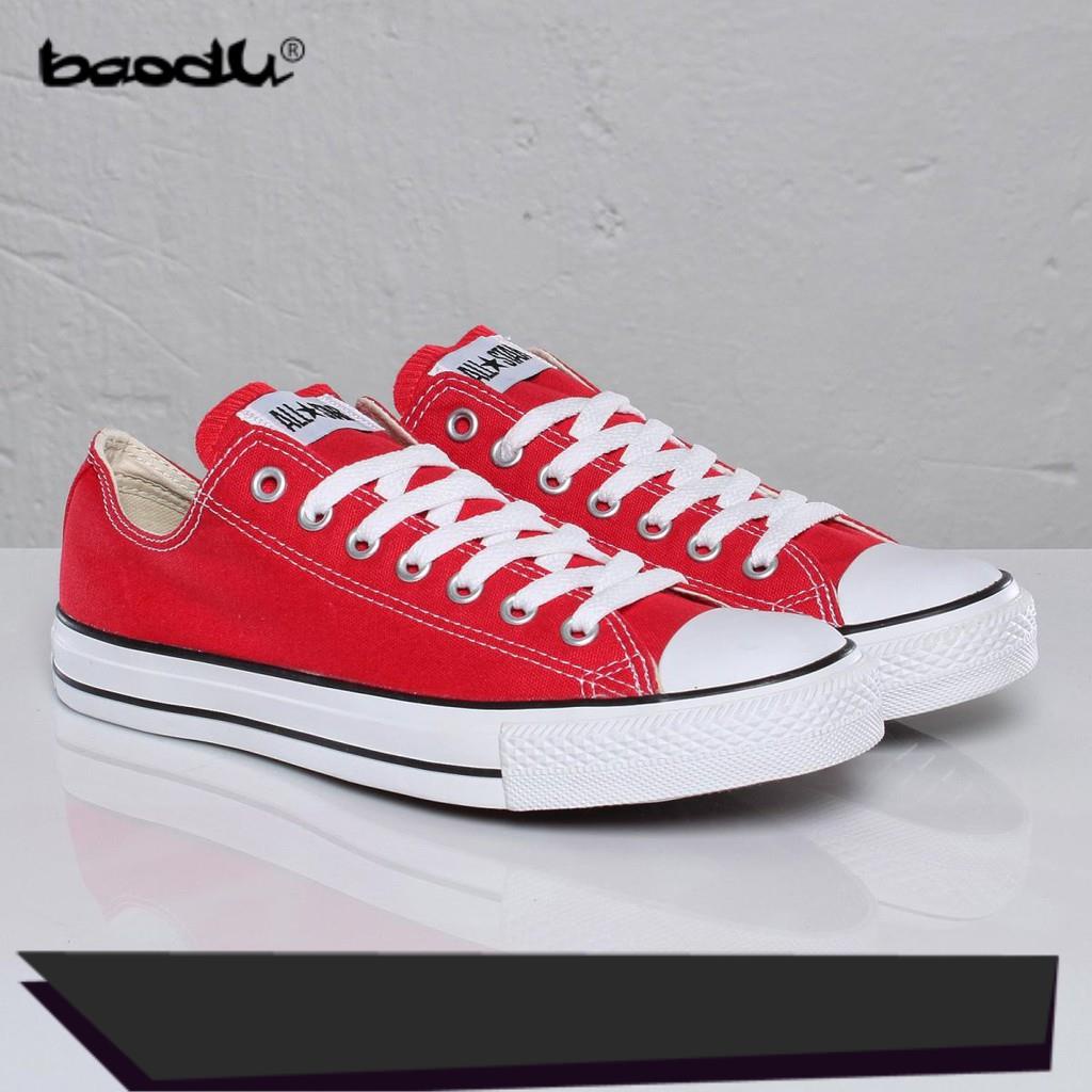 Giày Conver Đỏ Tươi Cổ Thấp, Giày Cổ Thấp Nam Nữ