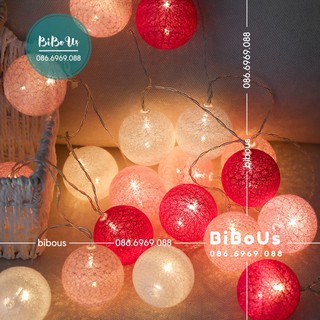 Đèn led trang trí lều công chúa 15 bóng to dài 2.5m màu xanh và hồng dùng pin aa