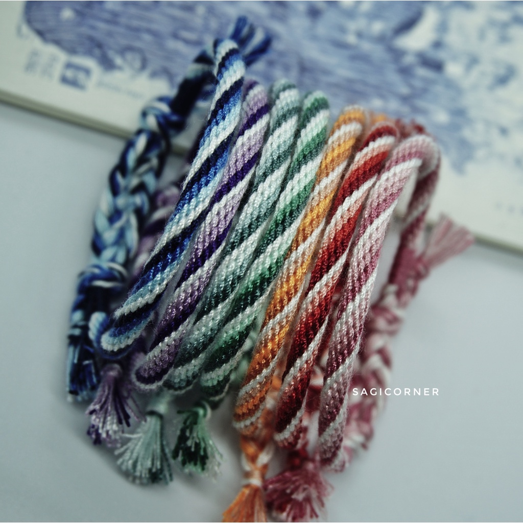 Vòng tay, chân kumihimo handmade bằng chỉ l Họa tiết xoắn màu ombre