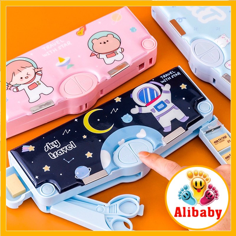 Hộp bút học sinh hoạ tiết phi hành gia ngựa pony cho bé đi học hàng cao cấp nhiều công dụng E1069