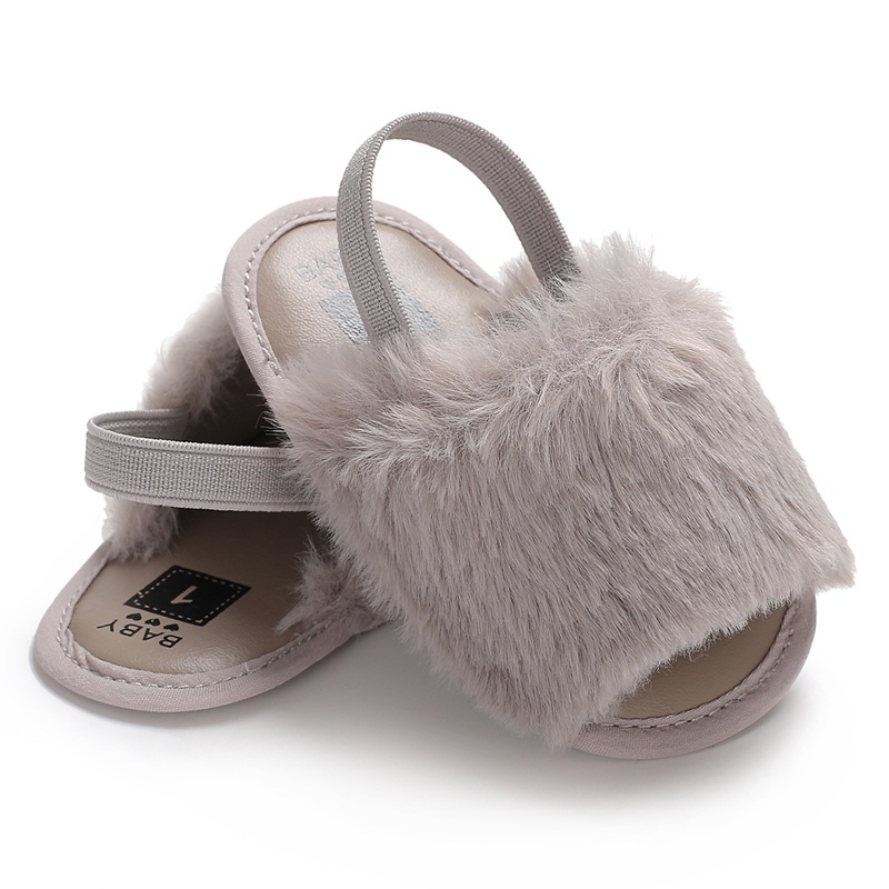 Sandal Lông Nhung Đế Mềm Chống Trượt Cho Bé Gái