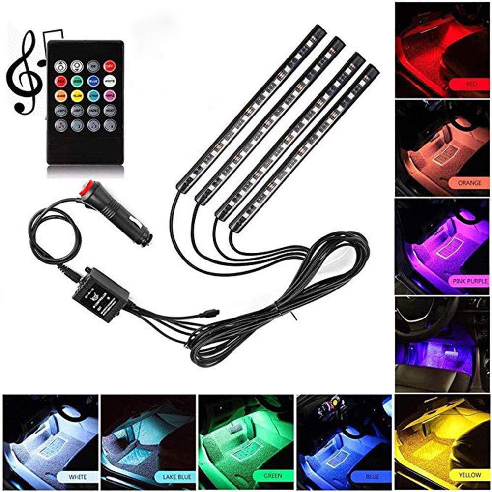 MG 4 cái 12LED RGB Xe ô tô Nội thất ô tô Neon Khí quyển Dải ánh sáng Nhạc điều khiển từ xa