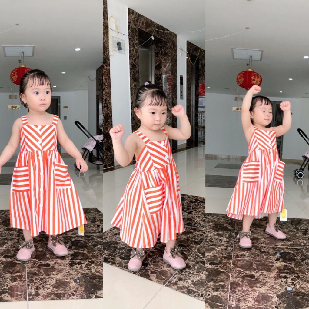 🎀MẪU ĐẦM KẺ D12 DÁNG XÒE DÀNH CHO BÉ GÁI