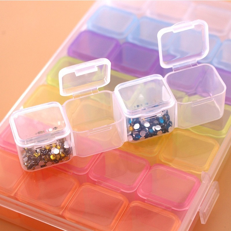 28 Girds Adjustable Transparent Plastic Jewelry Storage Box / Handmade DIY Multi-cell Jewelry Storage Basket for Painting,Beads, Earrings and Necklaces